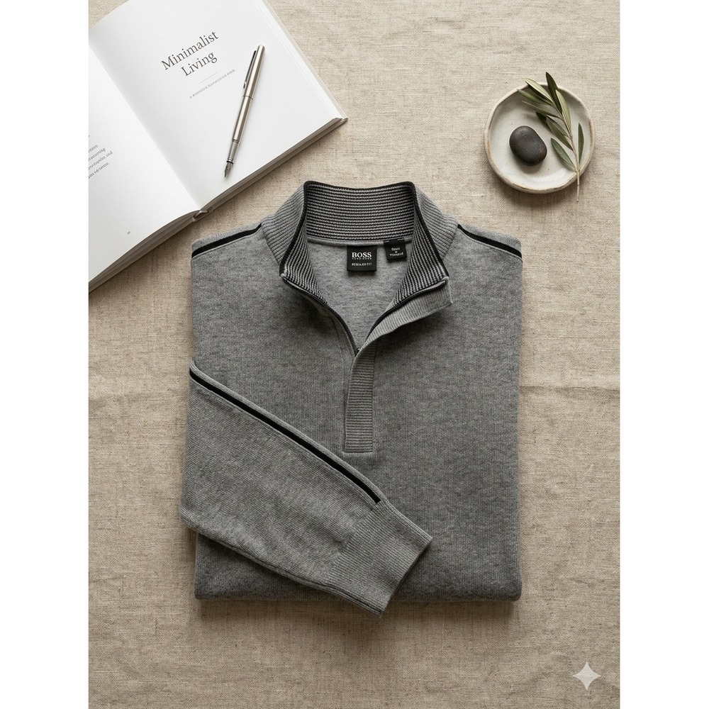 Hugo Boss Minimalist Mock Neck Pullover Sweater Mens XL